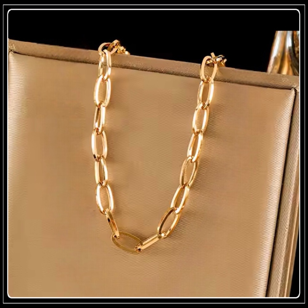 Clearance! New gold wide link paperclip choker chain hip hop necklace